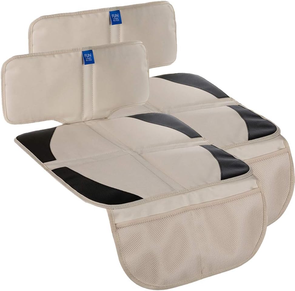 funbliss Car Seat Protector for Child Car Seat | Auto Seat Cover Mat, Thickest Padding, Protects Leather & Fabric Upholstery, PVC Leather Reinforced Corners