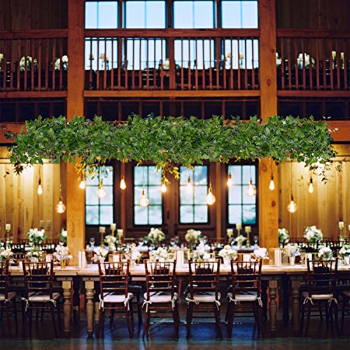 DearHouse 84 Feet 12 Strands Artificial Ivy Leaf Plants Vine Hanging Garland Fake Foliage Flowers Home Kitchen Garden Office Wedding Wall Decor, Green - size: 84 Feet