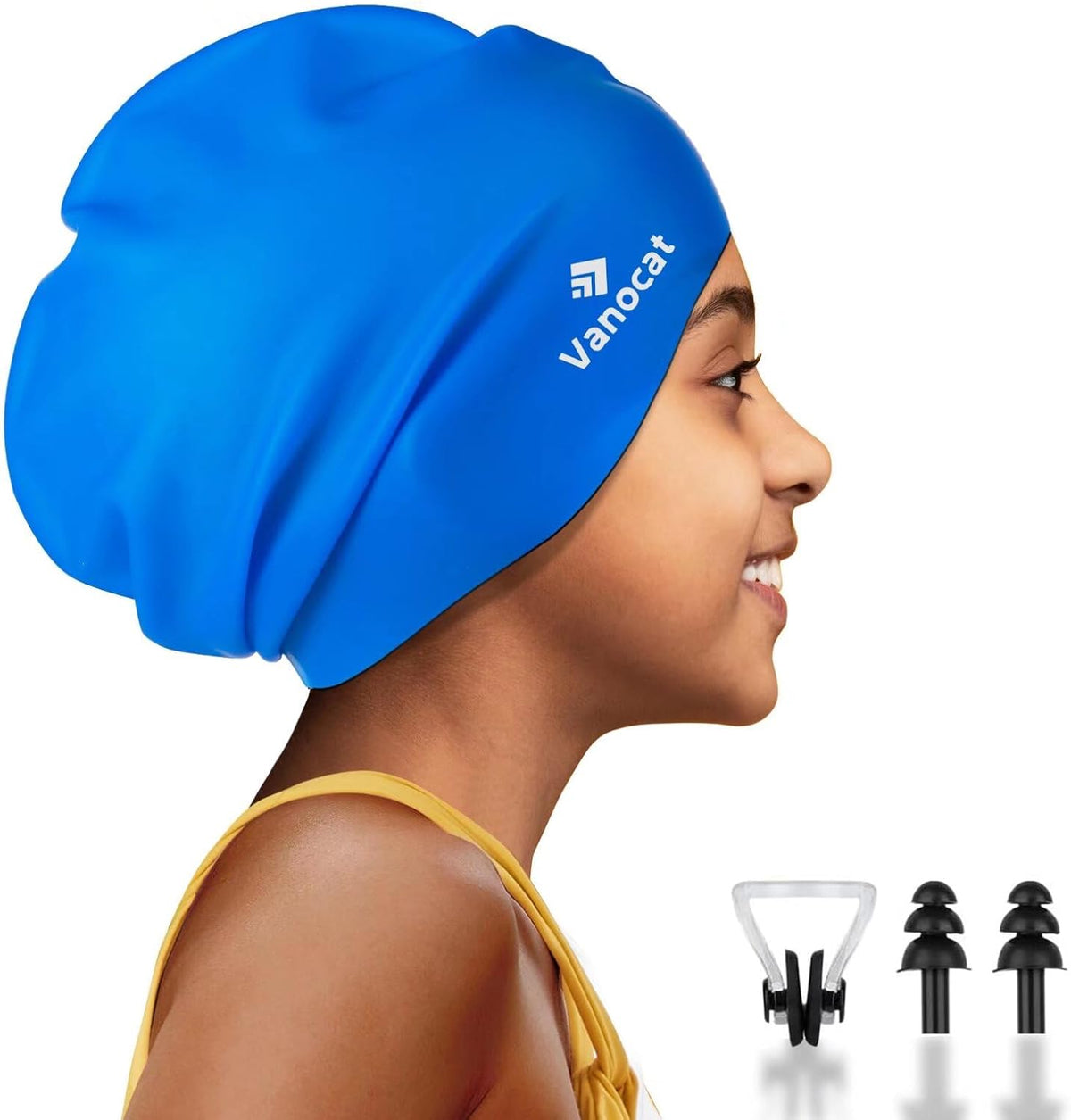 Kids Extra Large Swim Cap for Long Hair, Waterproof Silicone Swimming Caps for Boys Girls Children Youth Teen, Large Swim Hat for Long Thick Curly Hair & Dreadlocks Braids Weaves Afro Hair