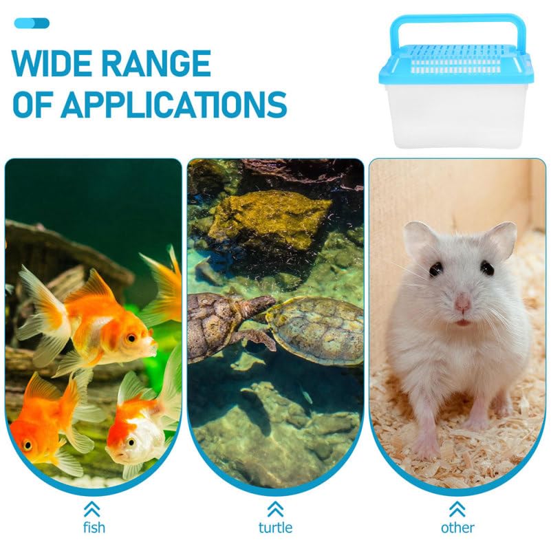 Kisangel Handheld Transparent Pet Storage Box Portable Small Turtle Feeding Aquarium Reptile Travel Carrier for Goldfish Tortoise Hamsters Lightweight Versatile Container for