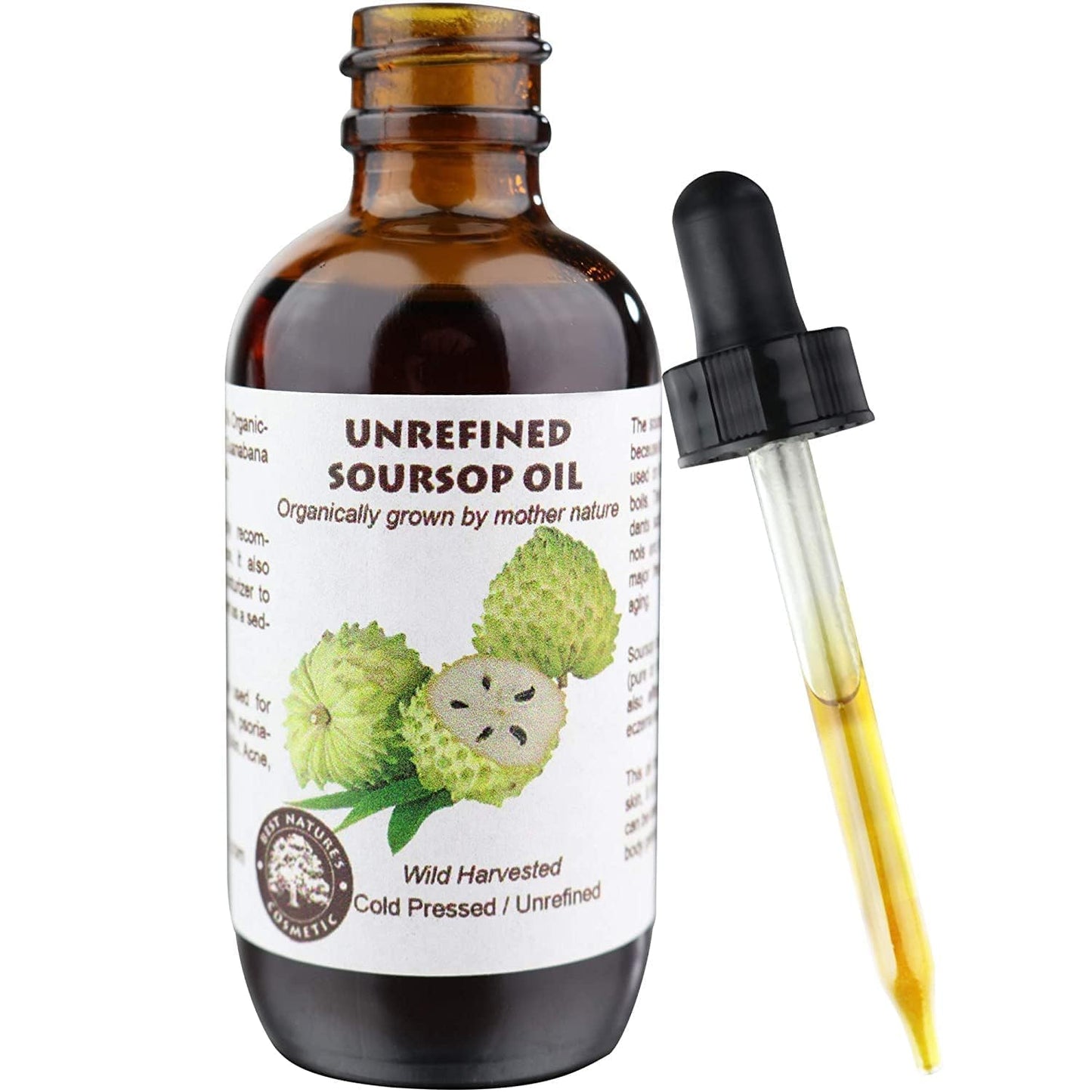 Best Nature'S Cosmetics Virgin Soursop Graviola Guanabana Oil (Organic, Cold Pressed, Undiluted, Unrefined) 2Oz / 60 Ml - Natura