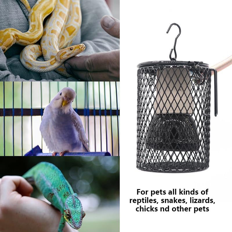 Bird Heat Lamp, Protective Reptile Heater Guard- Mesh Cage Lampshade Cover for Various Pets Including Reptiles