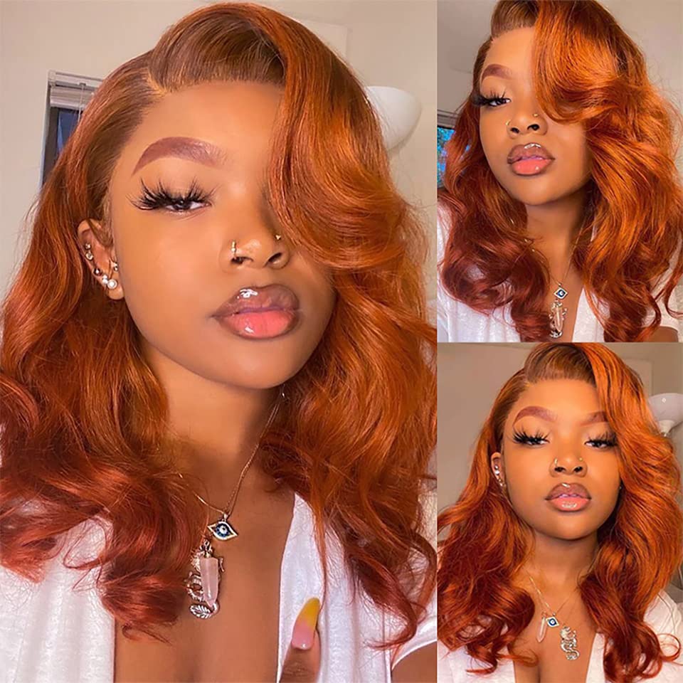 Colorful Bird Dark Ginger 13X4 Hd Lace Front Wigs Human Hair Body Wave Transparent Lace Front Wigs Human Hair Glueless Brazilian