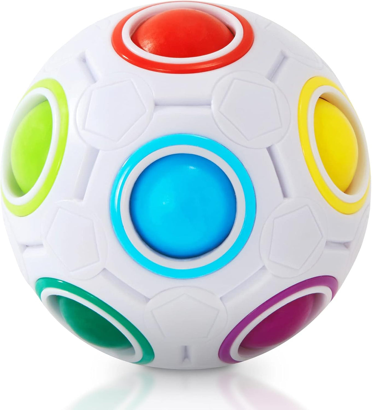 Vdealen Magic Rainbow Puzzle Ball, Fidget Ball Puzzle Brain Teaser Fidget Toy for Boys & Girls- Birthday Party Easter Valentines Christmas Stocking Stuffers for Kids Teen & Adults(Off White)