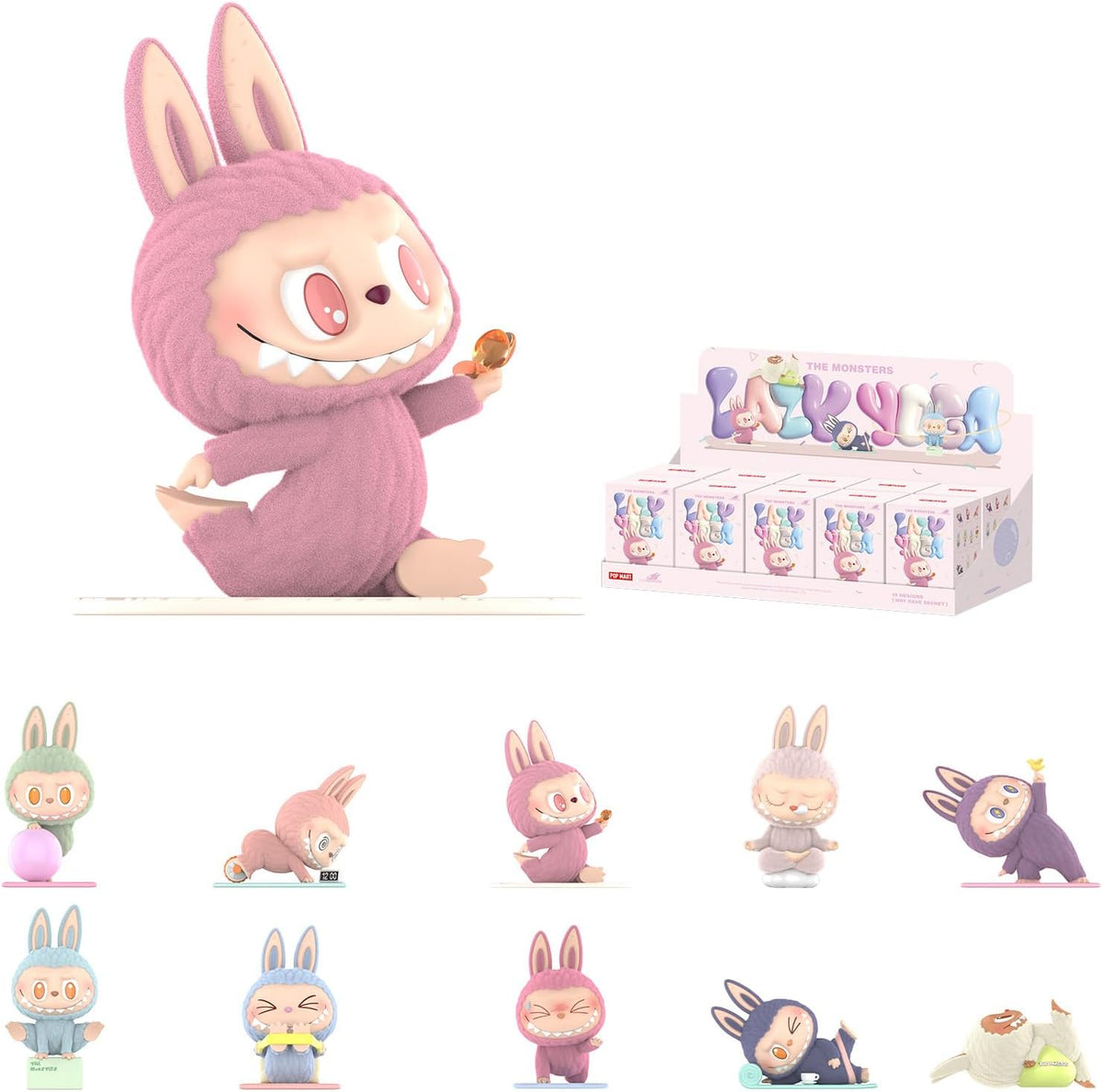POP MART THE Monsters Labubu Lazy Yoga Series Blind Box Mystery Box Figures, Random Design Action Figures Collectible Toys Home Decorations, Holiday Birthday Gifts for Boys and Girls, Single Box