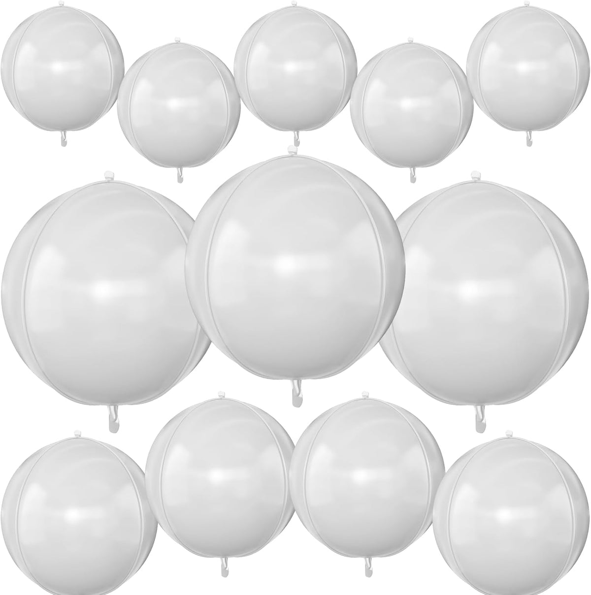 12Pcs Iridescent Round Foil Balloons: 22", 15", 10" 4D Clear Balloons for Birthday, Wedding, Mermaid Party Decor