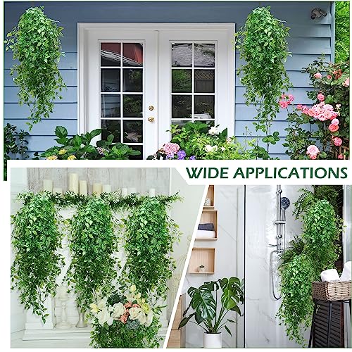 Hoteam 12 Pcs Artificial Hanging Plants 32 Inch Fake Ivy Vines with Fake Leaves Patio Artificial Plants Greenery for Living Room Indoor Outdoor Wall, No Basket (Vine) - color: Vine