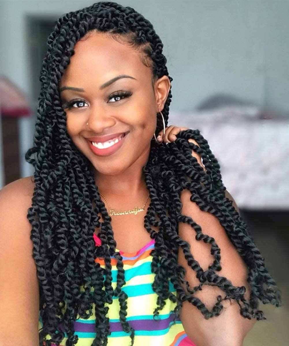 Toyotress Tiana Passion Twist Hair Pre-Twisted 8 Packs 12 Strands/Pack) Pre-Looped Passion Twists Crochet Braids Made Of Bohemia