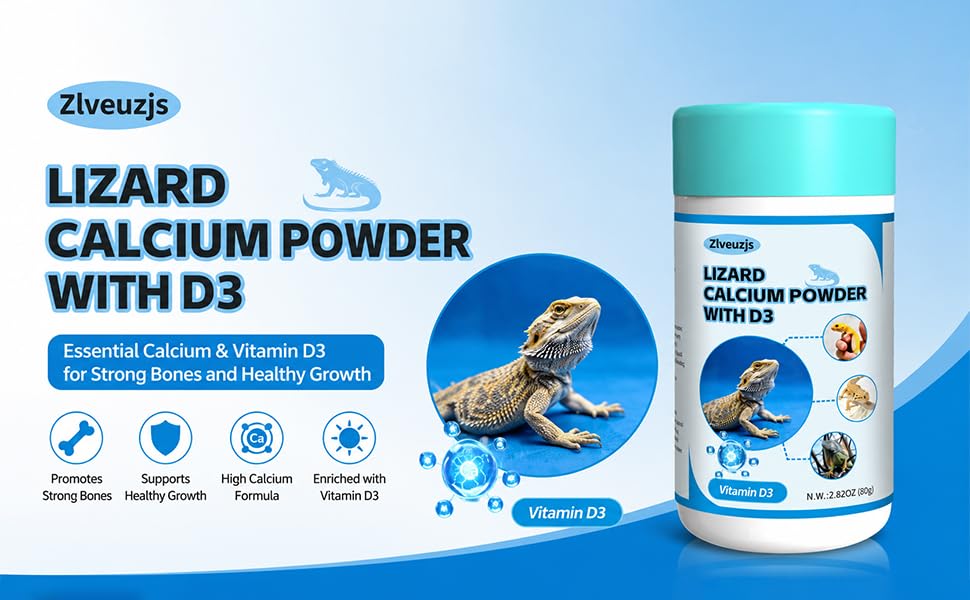 Pet Lizard D3 Calcium Powder—Organically Extracted—Powder (2.82 oz)