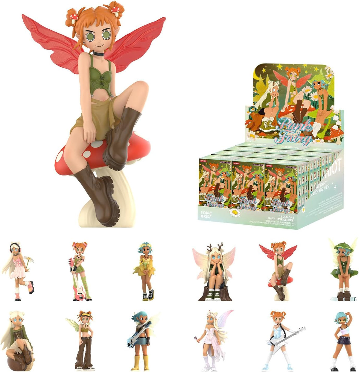 POP MART Peach Riot Punk Fairy Series Figures, Peach Riot Blind Box Figures, Random Design Action Figures Collectible Toys Home Decorations, Holiday Birthday Gifts for Girls and Boys, Single Box