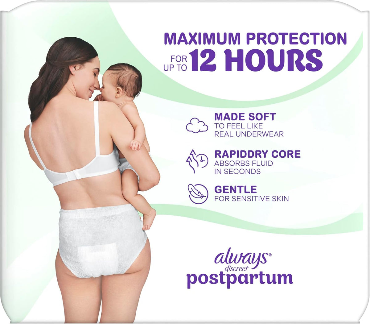 Always Discreet Postpartum and Adult Incontinence Underwear for Women, Small/Medium, Maximum Protection, 14 Count