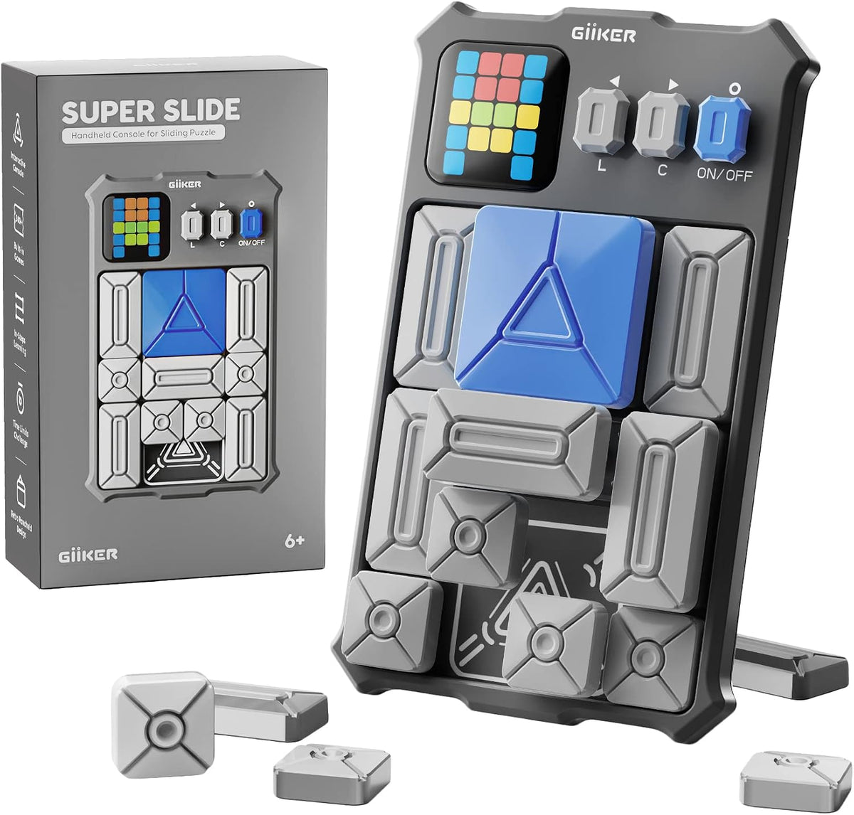 GiiKER Super Slide Puzzle Games, Original 500+ Challenges Brain Teaser Puzzle, Toys for Kids Teens, Travel Games Birthday Gifts STEM Toys for Ages 6+ Boys Girls, Activities for Road Trips