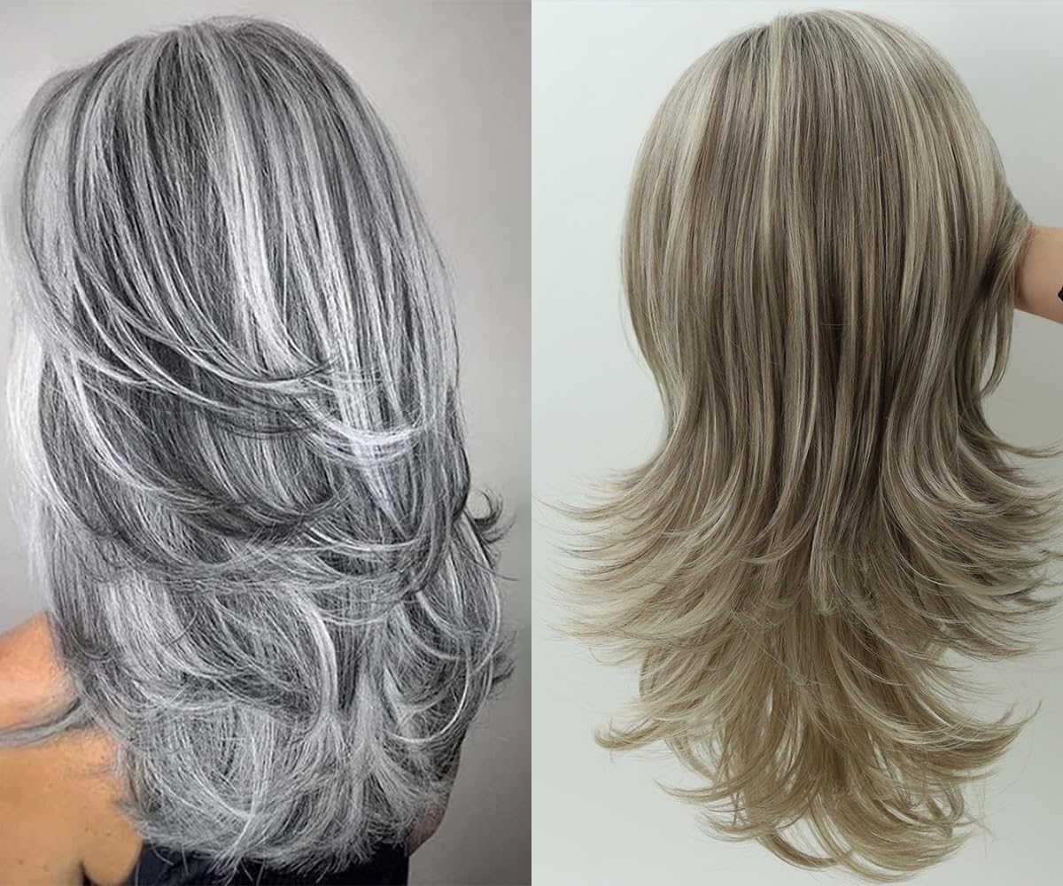 Xiufaxirusi Xiufaxirusi Layered Ombre Blonde Wigs For White Black Women Highlight Dirty Blonde Long Wavy Wig Natural Synthetic H