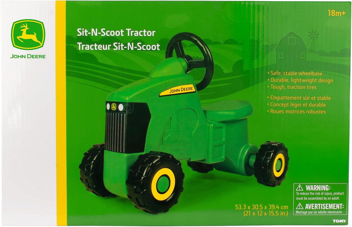 John Deere sit 'n scoot tractor for kids 18 months and up, green, 3-wheel ride on toy