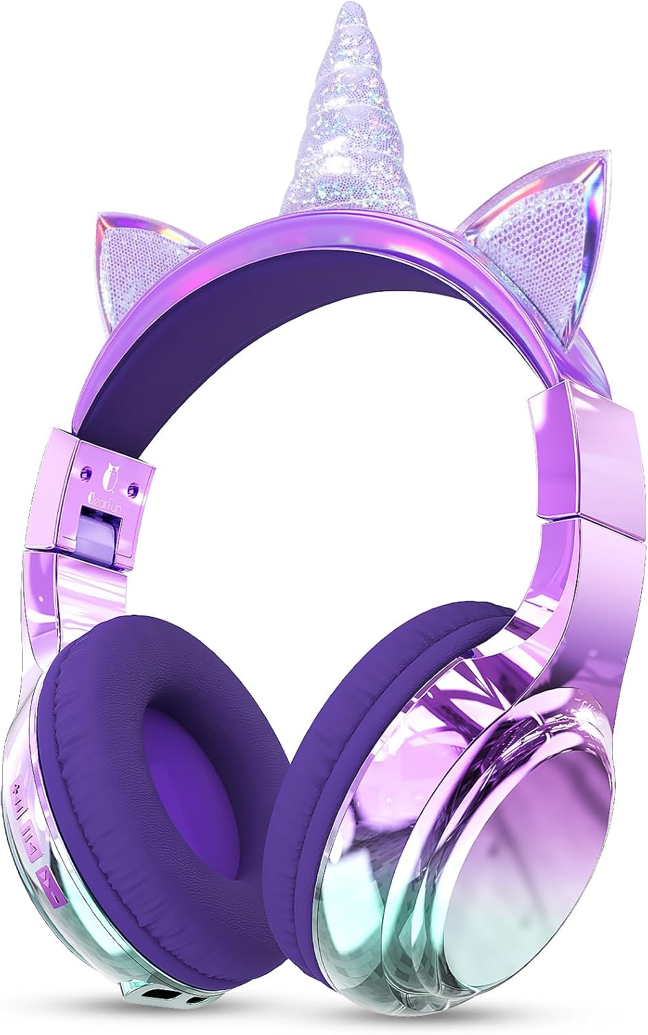 QearFun Kids Cat Ear Bluetooth Headphones, 60H, 74/85/94dB Volume Limit | Wireless headphones for kids with mic, fast charging, foldable design, wired mode for girls boys, school, tablet, travel