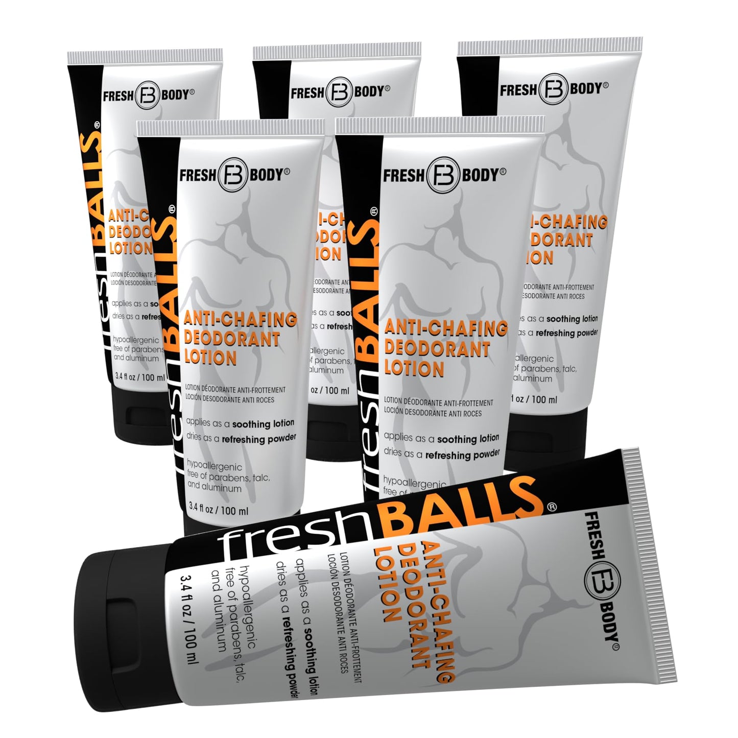 Fresh BALLS Deodorant Cream to Powder | Men 's Anti-Chafing Lotion and Balls Deodorant, Hygiene for Groin Area, 3.4 fl oz (Pack
