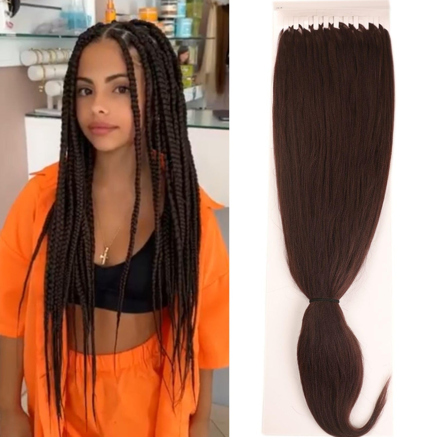 Leticia Pre Sectioned Braiding Hair For Braids Chocolate Brown Braiding Hair Pre Stretched Kanekalon Braiding Hair