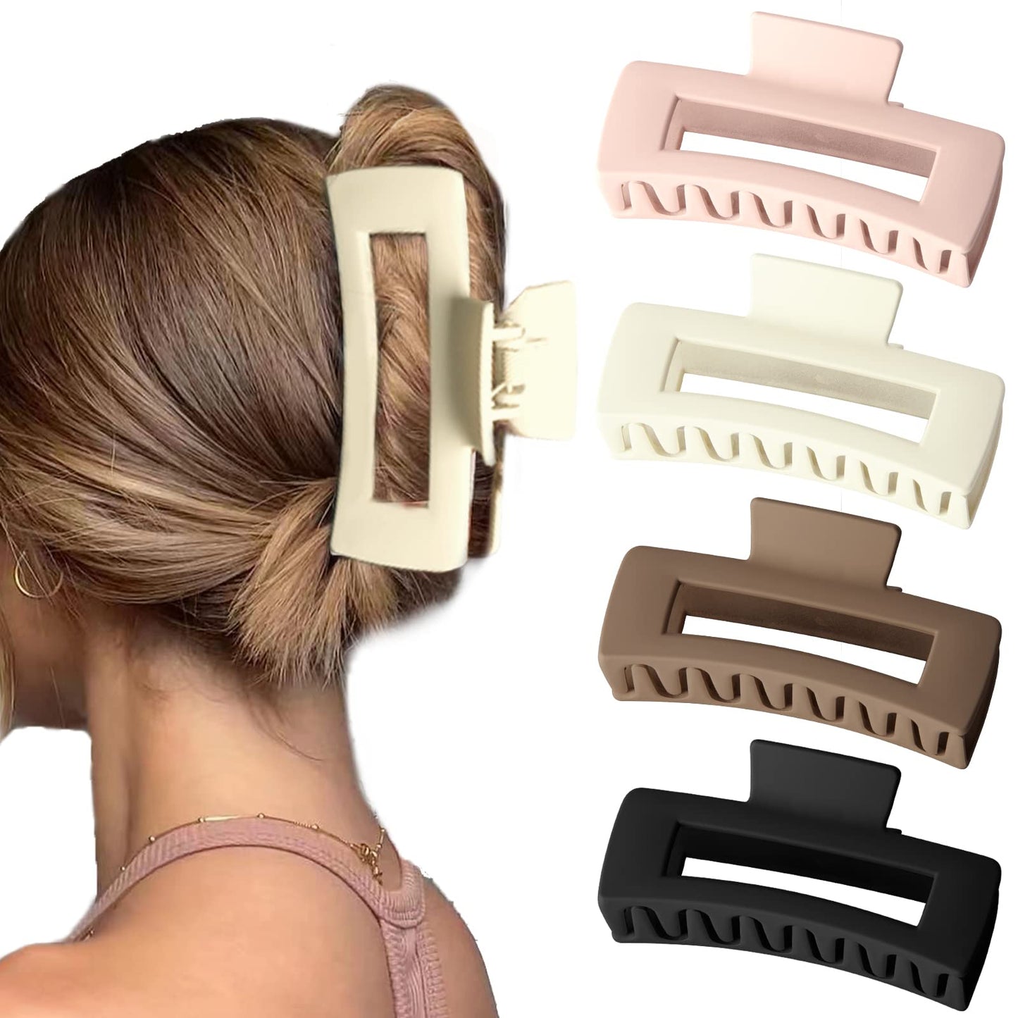 Bmobuo 5 Inch Extra Large Claw Clips For Thick Hair, Strong Hold Xl Jumbo Claw Clips 4Pcs Big Hair Claw Clips For Thick Long Cur
