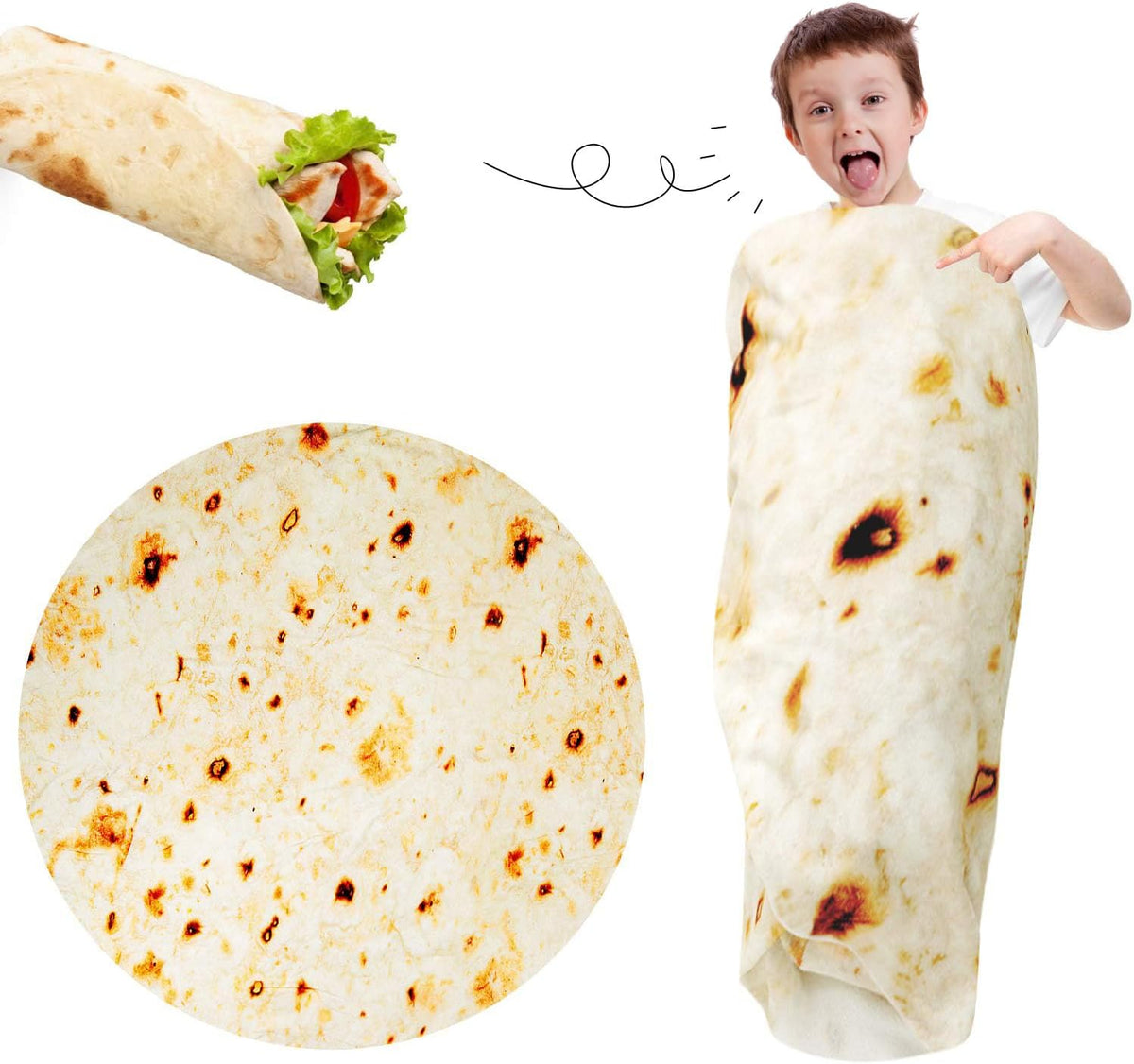 Lhedon Taco Blanket Baby Tortilla Blanket Burrito Swaddle 0-9 Months | Baby essentials blanket with 285 GSM soft flannel, ideal for nursery, stroller and travel, featuring a cute photo prop design