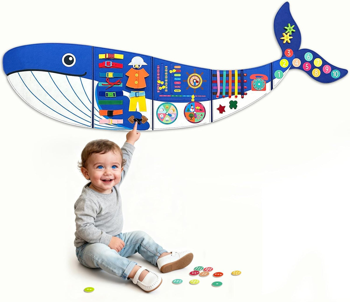 Montessori Busy Board for Toddlers 3-5: Sensory Wall Activity Center for Fine Motor & Cognitive Development