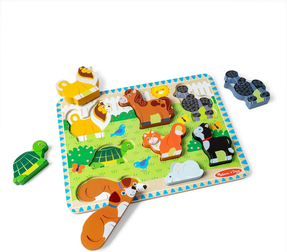 Melissa & Doug Safari Wooden Chunky Puzzle (8 pcs) for Toddlers and Preschoolers, FSC Certified, Ages 2+