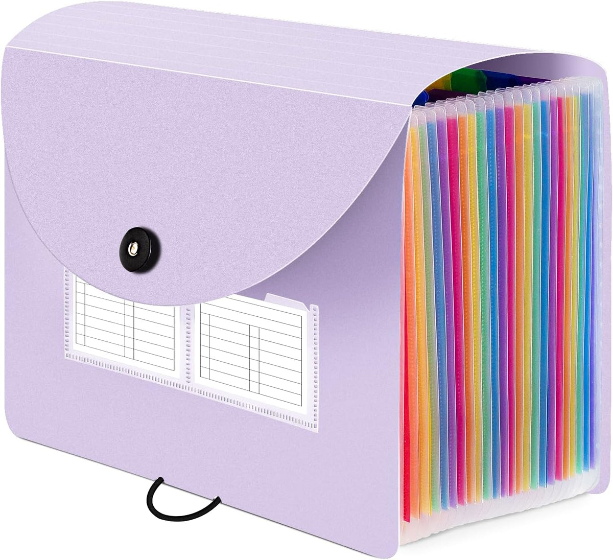 Sooez 24 Pockets Expanding File Folder with Blank Labels, According File Organizer with Expandable Cover, Desktop Accordion Folders Letter A4 Paper Document Storage Organizer, Black