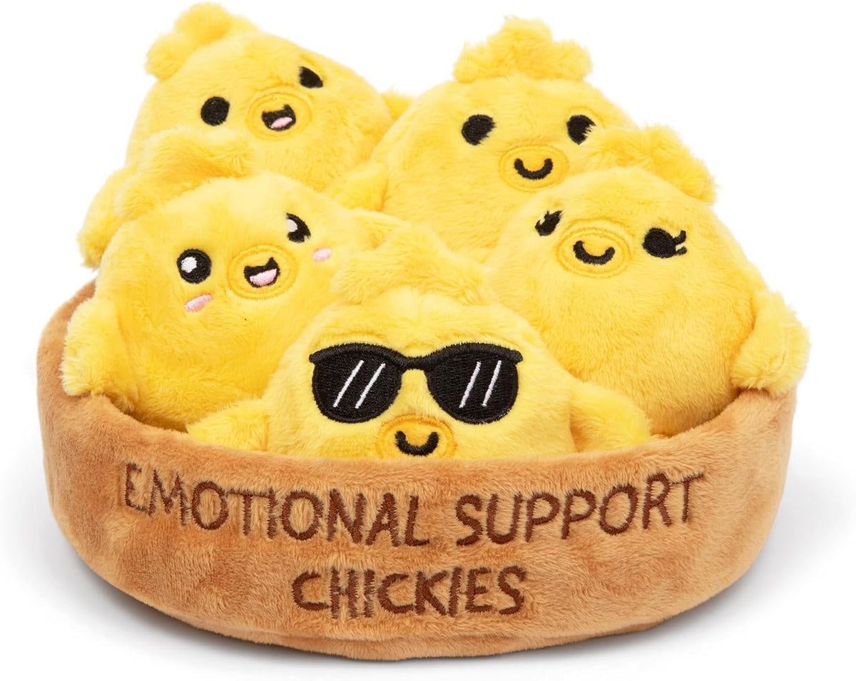 Emotional Support Highland Cows by Relatable, Cuddly Stuffed Animals, Plushies, and Cute Stuff, Great Gift Ideas for Loved Ones of All Ages, Includes 5 Toys with Carrying Basket