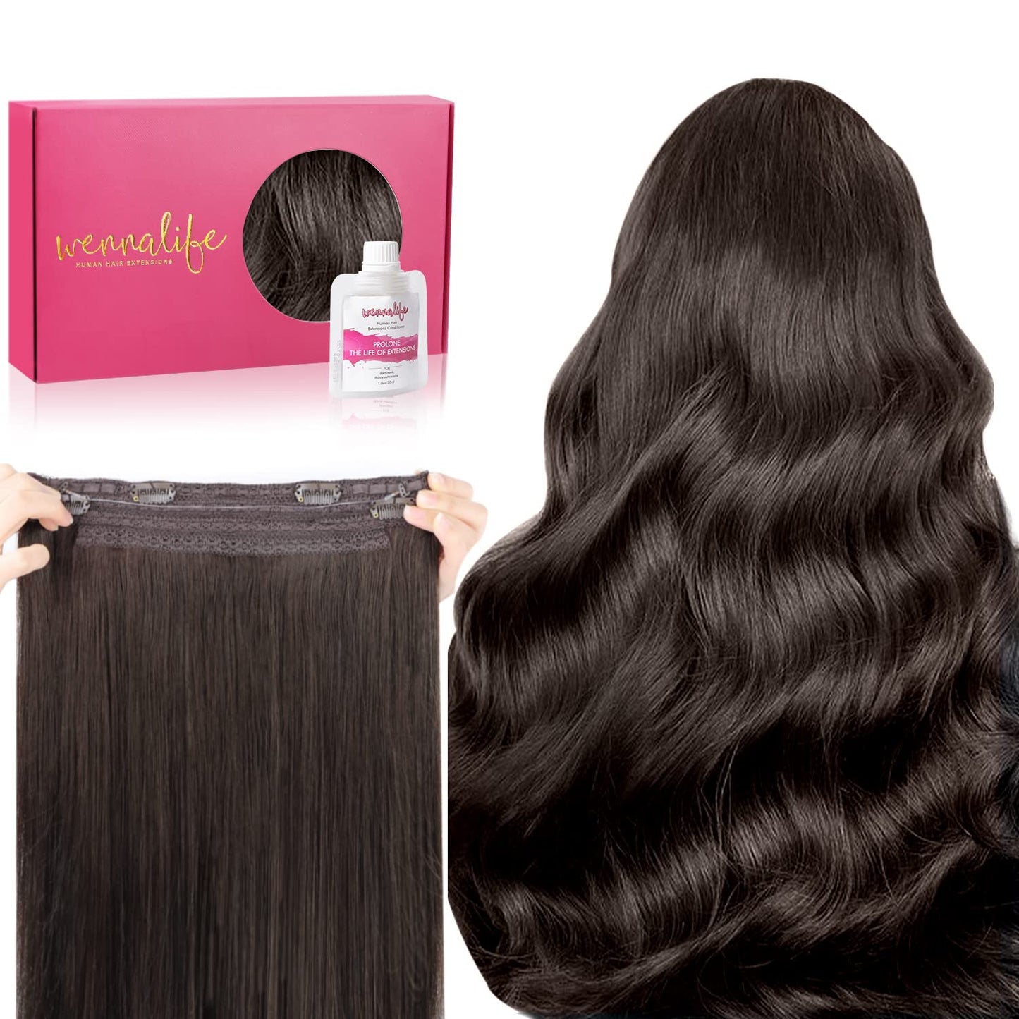 Wennalife Wire Hair Extensions (Increase 50% Lifespan) Real Human Hair 22 Inch 120G Light Dark Brown Remy Wire Hair Extensions I