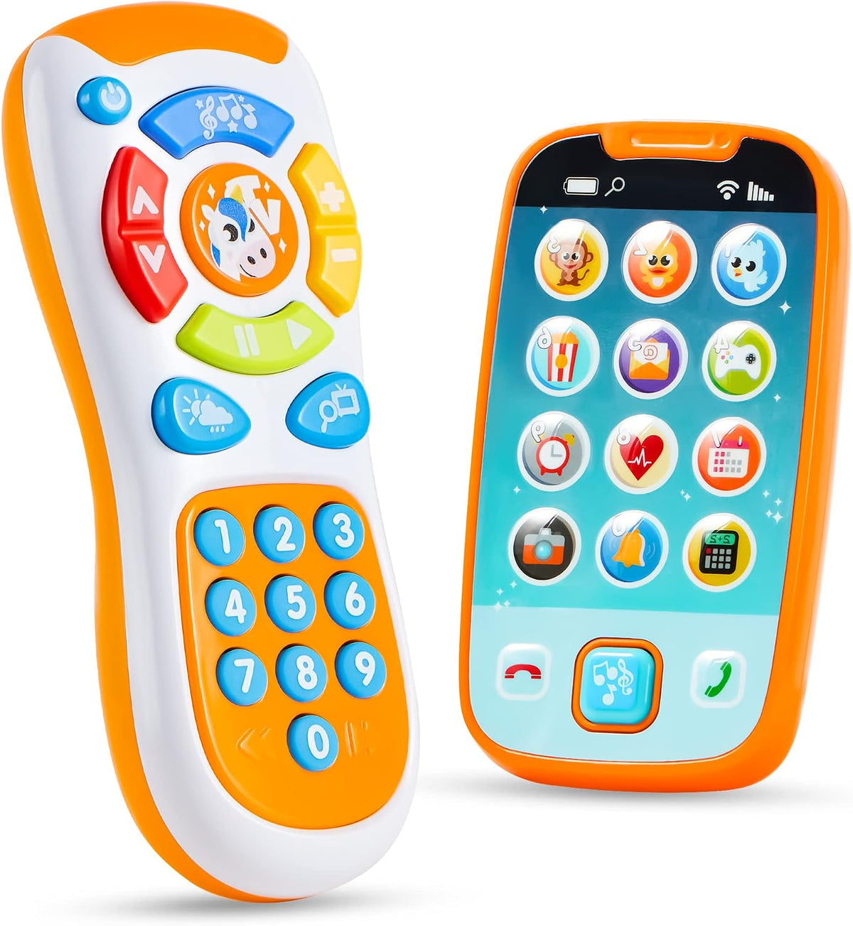 JOYIN Baby Learning Phone and Remote Toy for Toddler, Fun Smartphone Toys with Music for Infants, Boys or Girls, Holiday Stocking Stuffers, Kids Birthday Gift