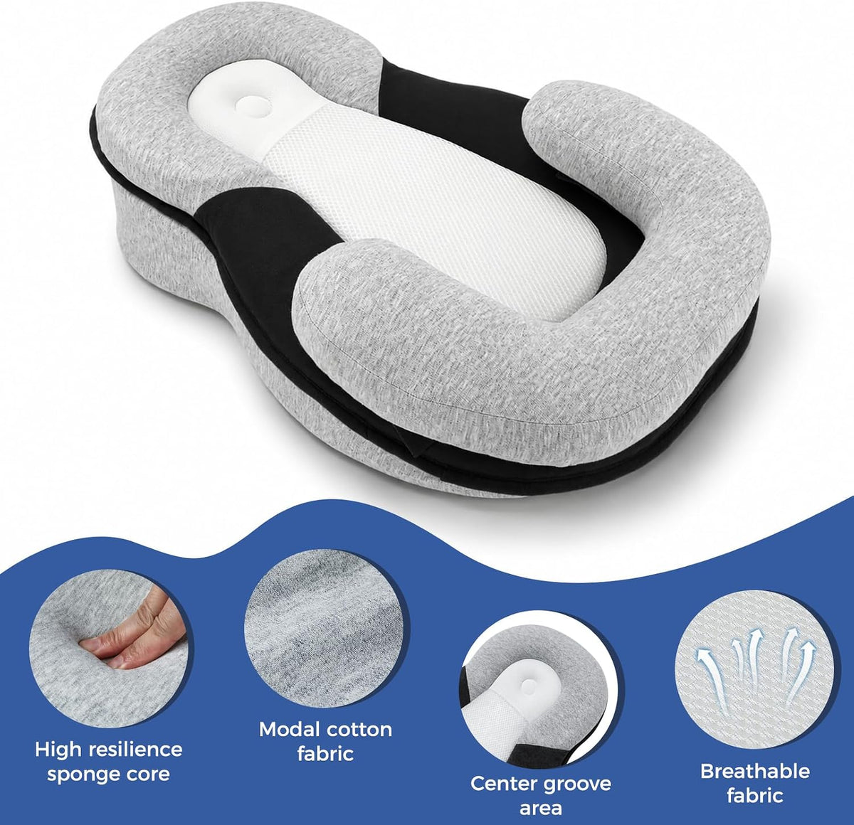 Baby Feeding Support Wedge Pillow, Infant Nursing Cushion with Gentle Incline for Bottle Feeding and Tummy Time, Portable Lounger Support