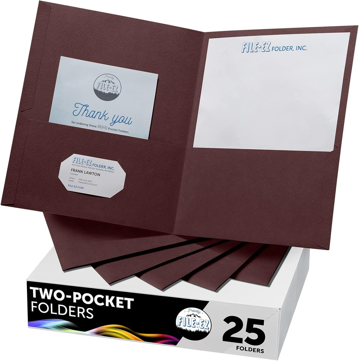 FILE-EZ Two-Pocket Folders, Navy Dark Blue, 25-Pack, Textured Paper, Letter Size (EZ-32523)