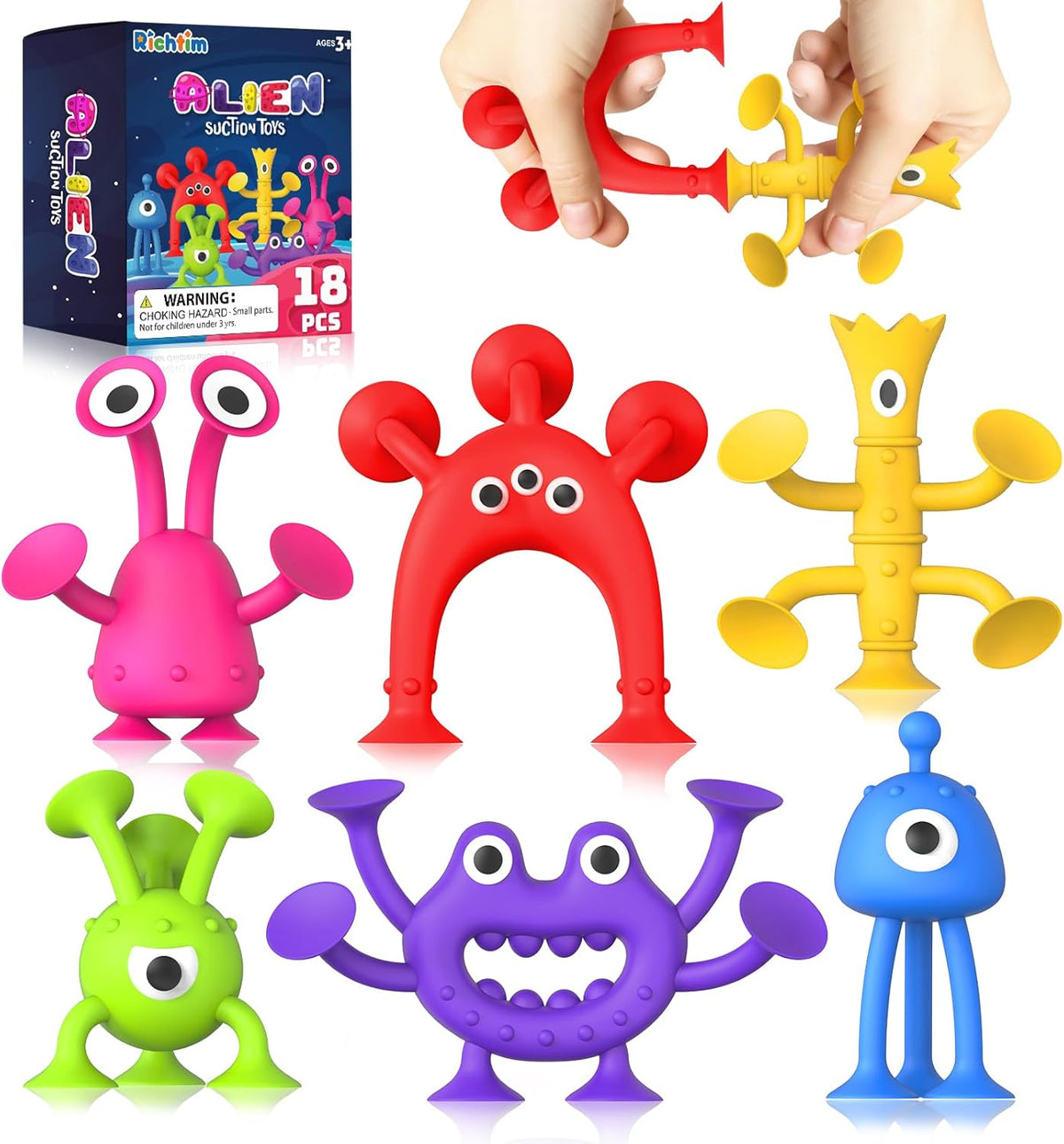 Baby Bath Toys: Suction Montessori Fidget Toys for Toddlers - Sensory Building Playset for Travel & Gifts