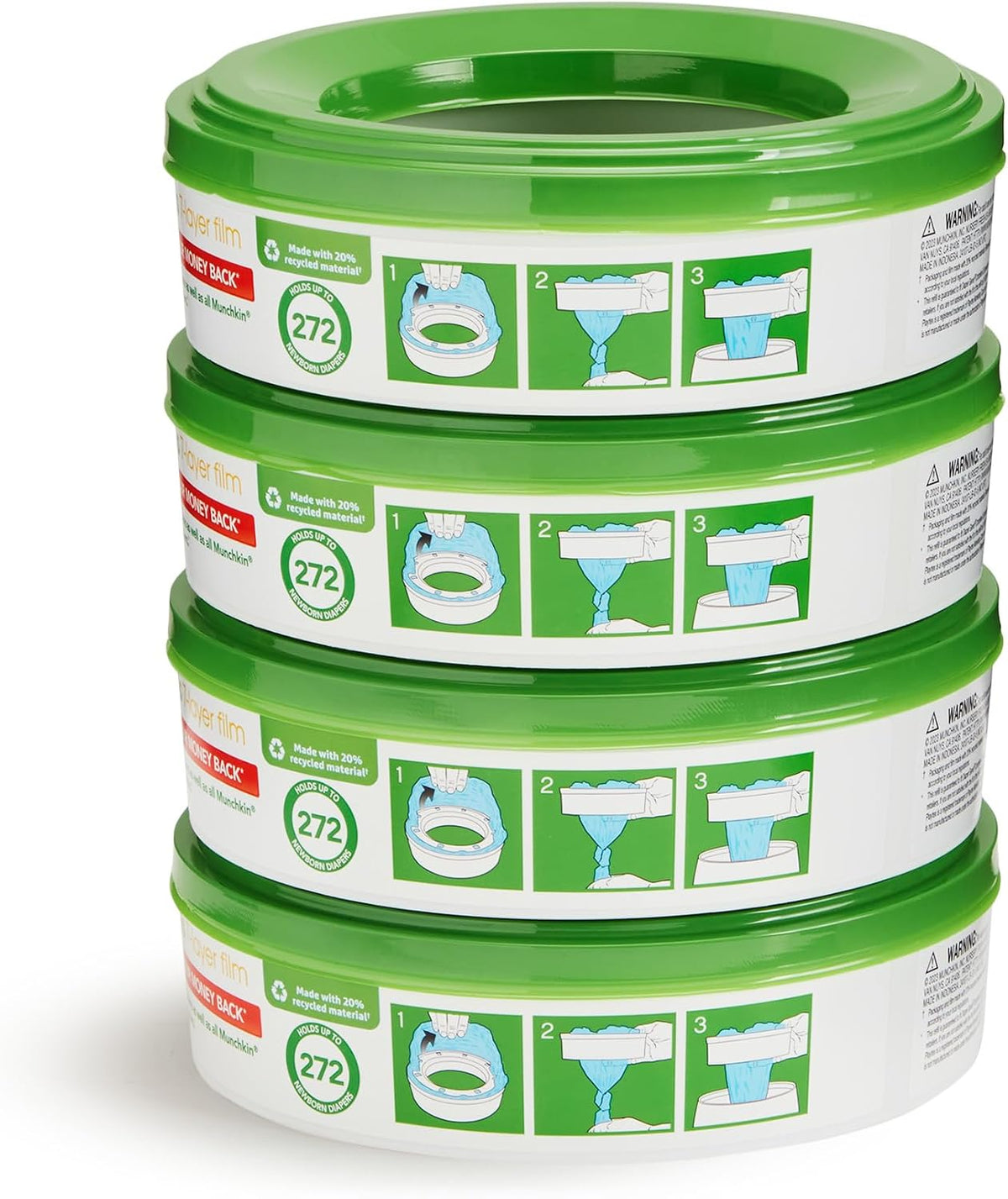 Nursery Fresh® Refill Rings for Diaper Genie® and Munchkin® Diaper Pails, Holds up to 1,088 Newborn Diapers, 4 Pack