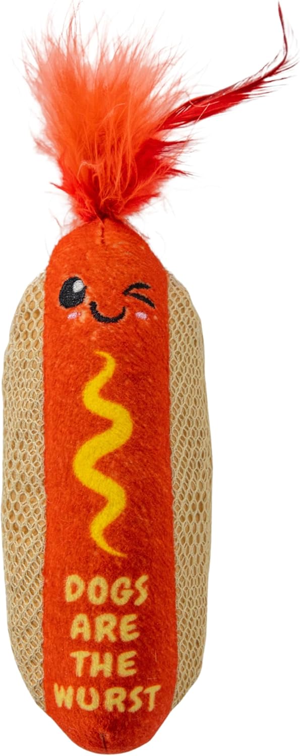 Catstages Crunchy Pickle Kicker Cat Toy – Plush Crinkle Toy with Catnip and Dental Mesh, 6.5"