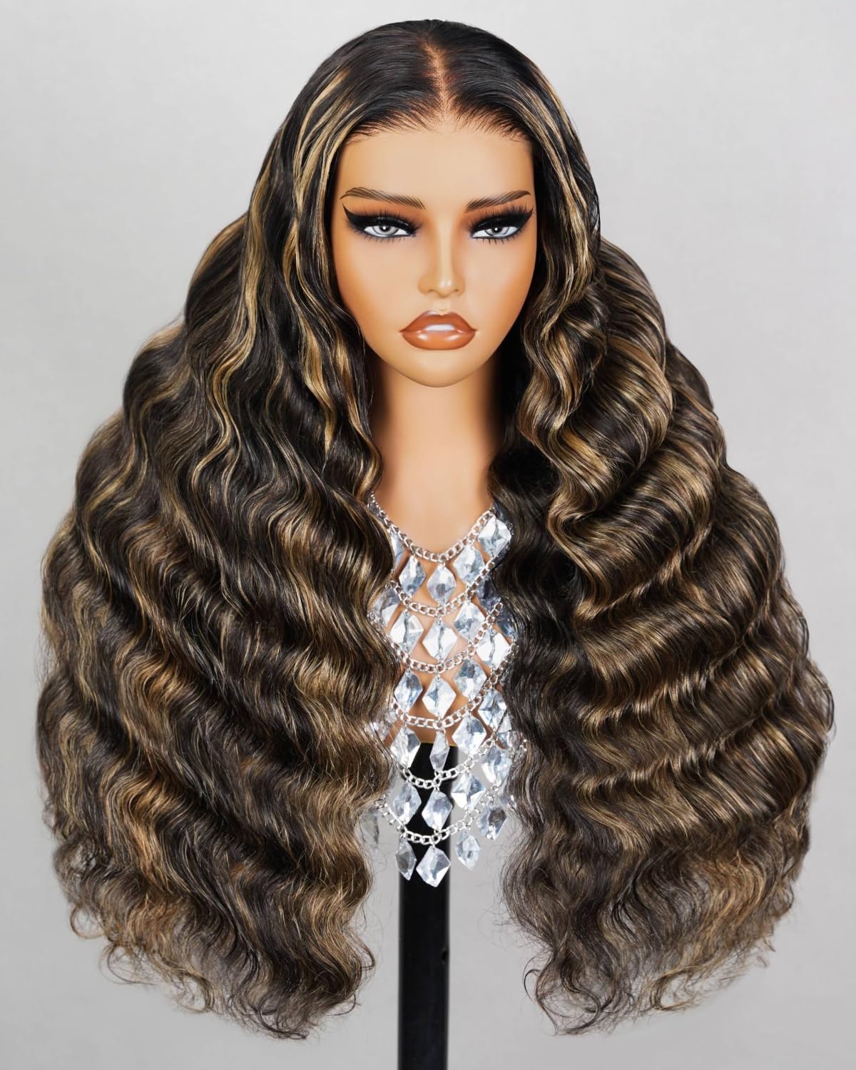 Megalook Glueless Wig 6X5 Closure Wigs Human Hair Upgraded Balayage Highlight Loose Wave Wig 220% Density Wear And Go Glueless W