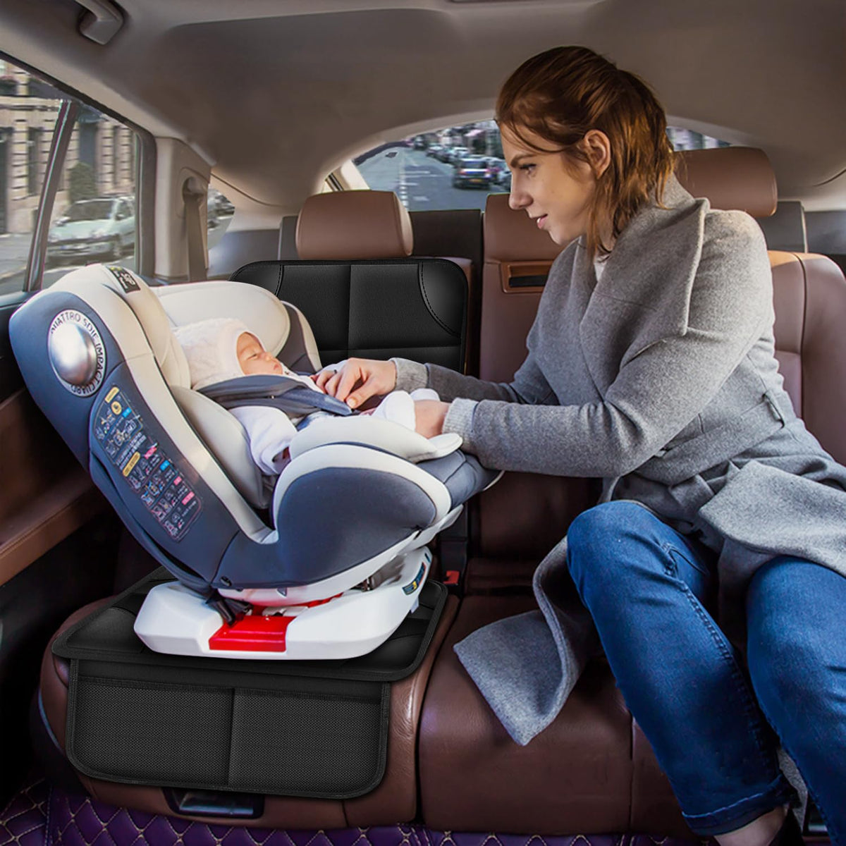 Meolsaek Car Seat Protector for Child Car Seat,Non-Slip Backing No Imprints | Durable Car Seat Mat 600D Fabric, Waterproof Car Seat Cover with Thick Pad