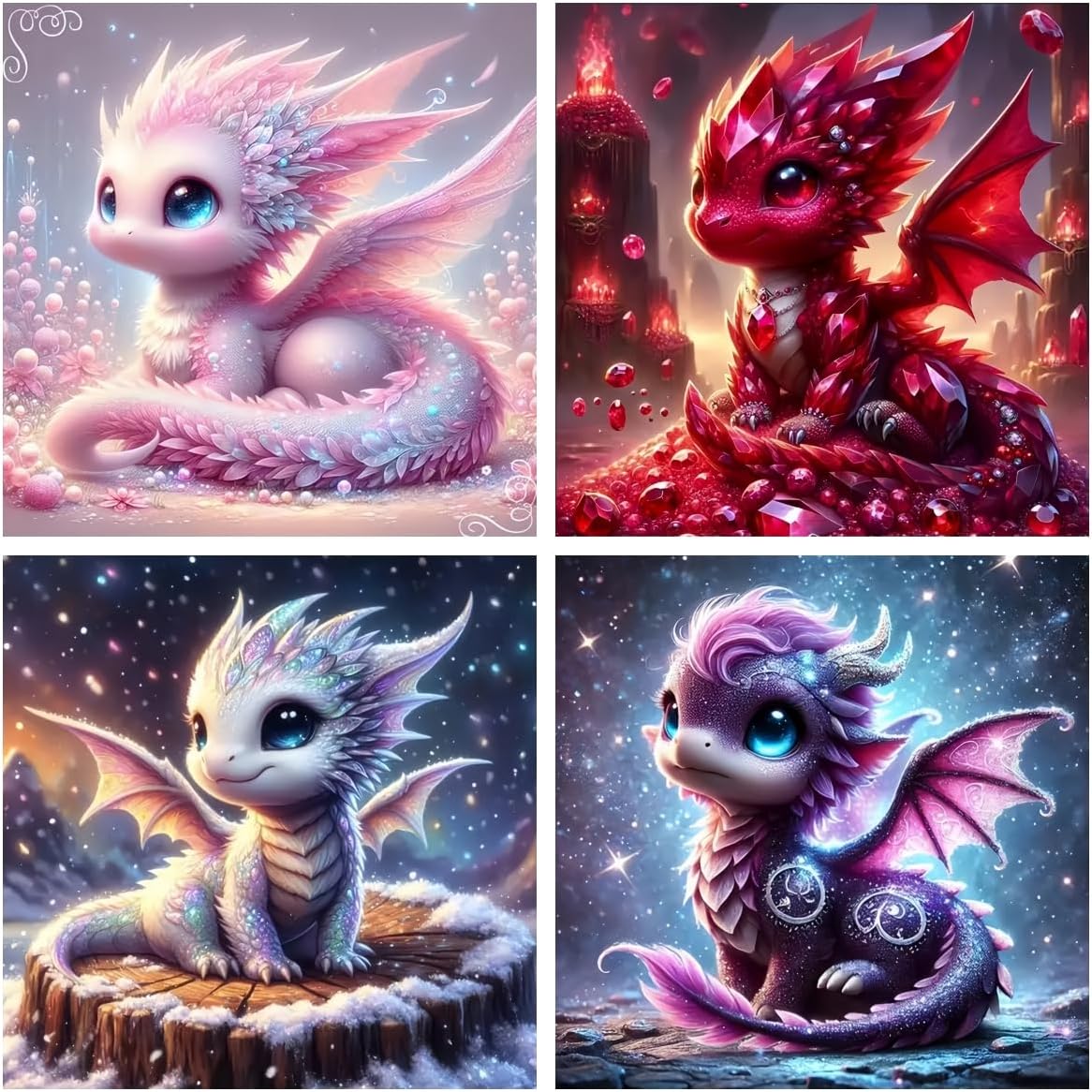 Acelii 6 Pack 5D Cartoon Diamond Painting Kits for Kids Beginners | Cute Animals DIY Diamond Art Kit for Kids,Full Round Drill Big Gem Art for Kid,Home Wall Decoration 6X6 inch