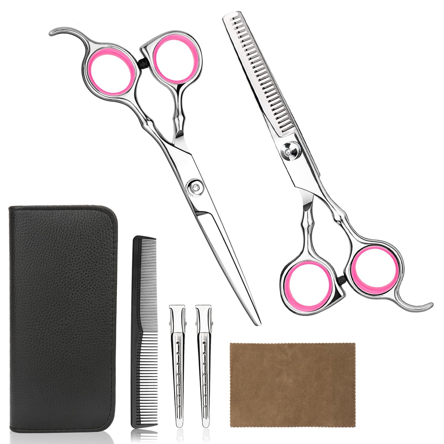 Professional Home Hair Cutting Kit - Quality Home Haircutting Scissors Barber/Salon/Home Thinning Shears Kit With Comb And Case