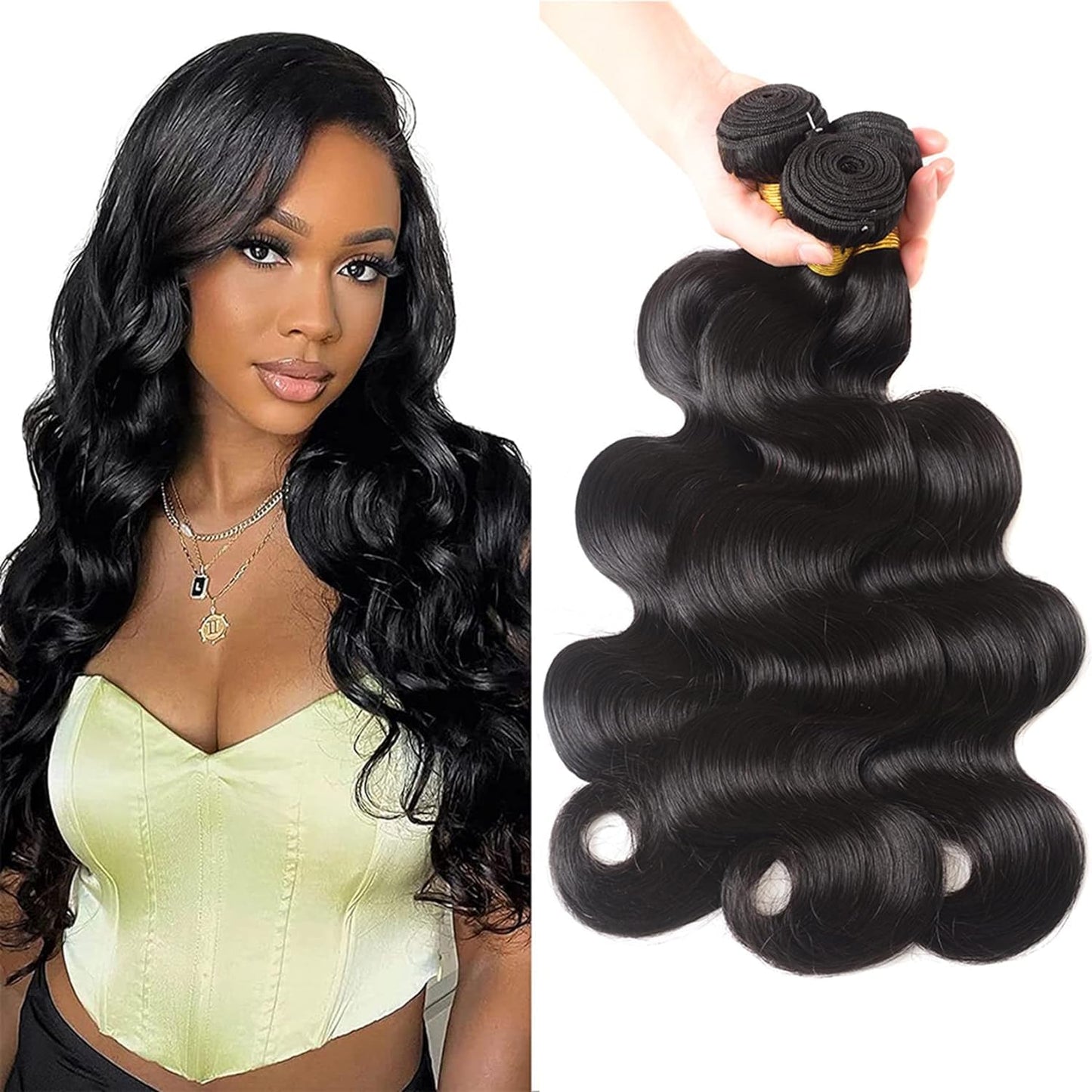Aimaker 12A Brazilian Body Wave Human Hair 3 Bundles 24 24 24Inch 100% Unprocessed Brazilian Virgin Human Hair Weave Bundles Bod