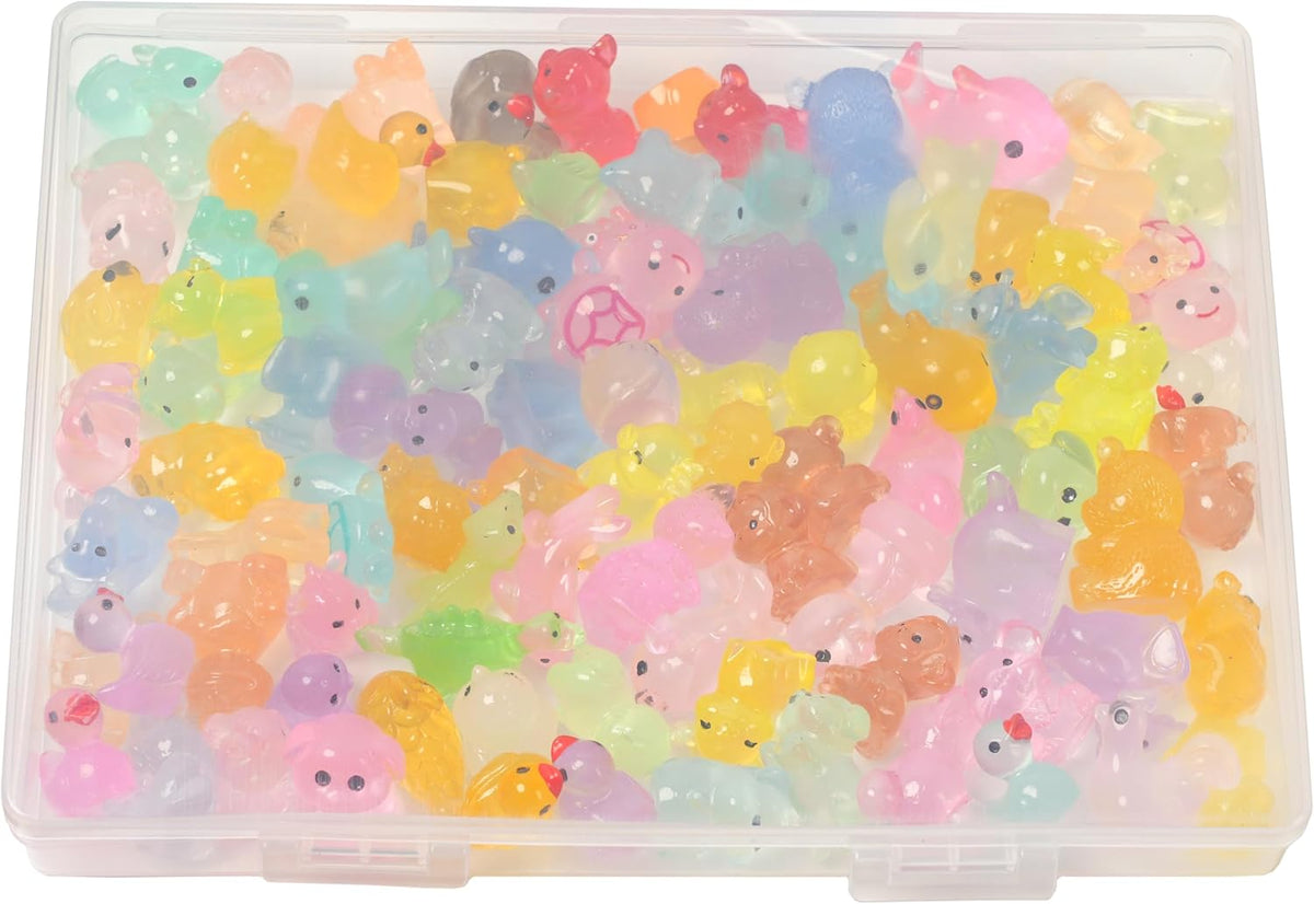 Mini Resin Ducks Tiny Animals Various Small Animals Dog, Rabbit, Turtle, Chick, Bird Glow in The Dark for Garden Micro Landscape Potted Dollhouse Decor(Random Style)