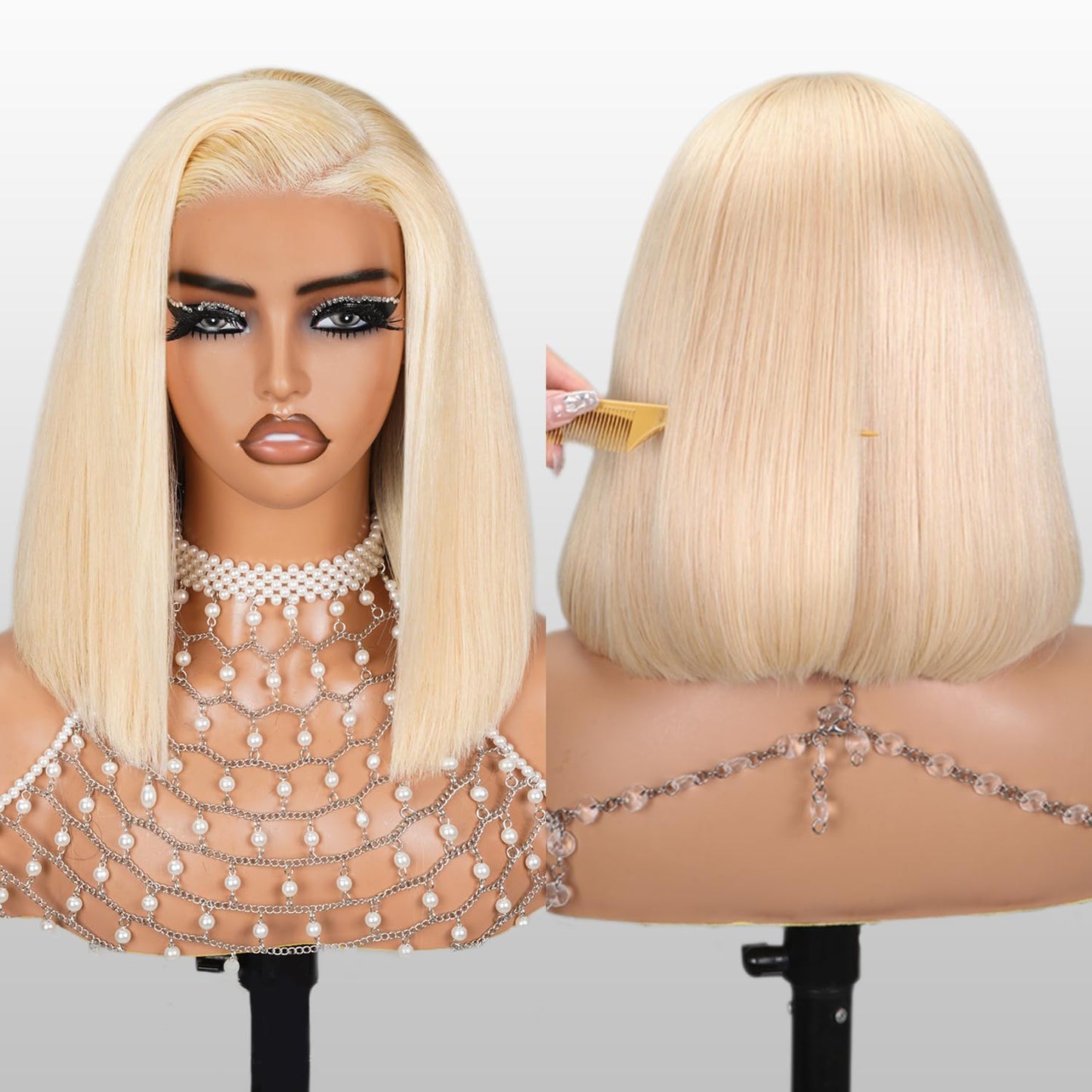 Superlook 6 5 Blonde 613 Bob Wig Human Hair Wear And Go Glueless Wigs Pre Cut 210% Density 613 Lace Front Wig Human Hair 613 Cl