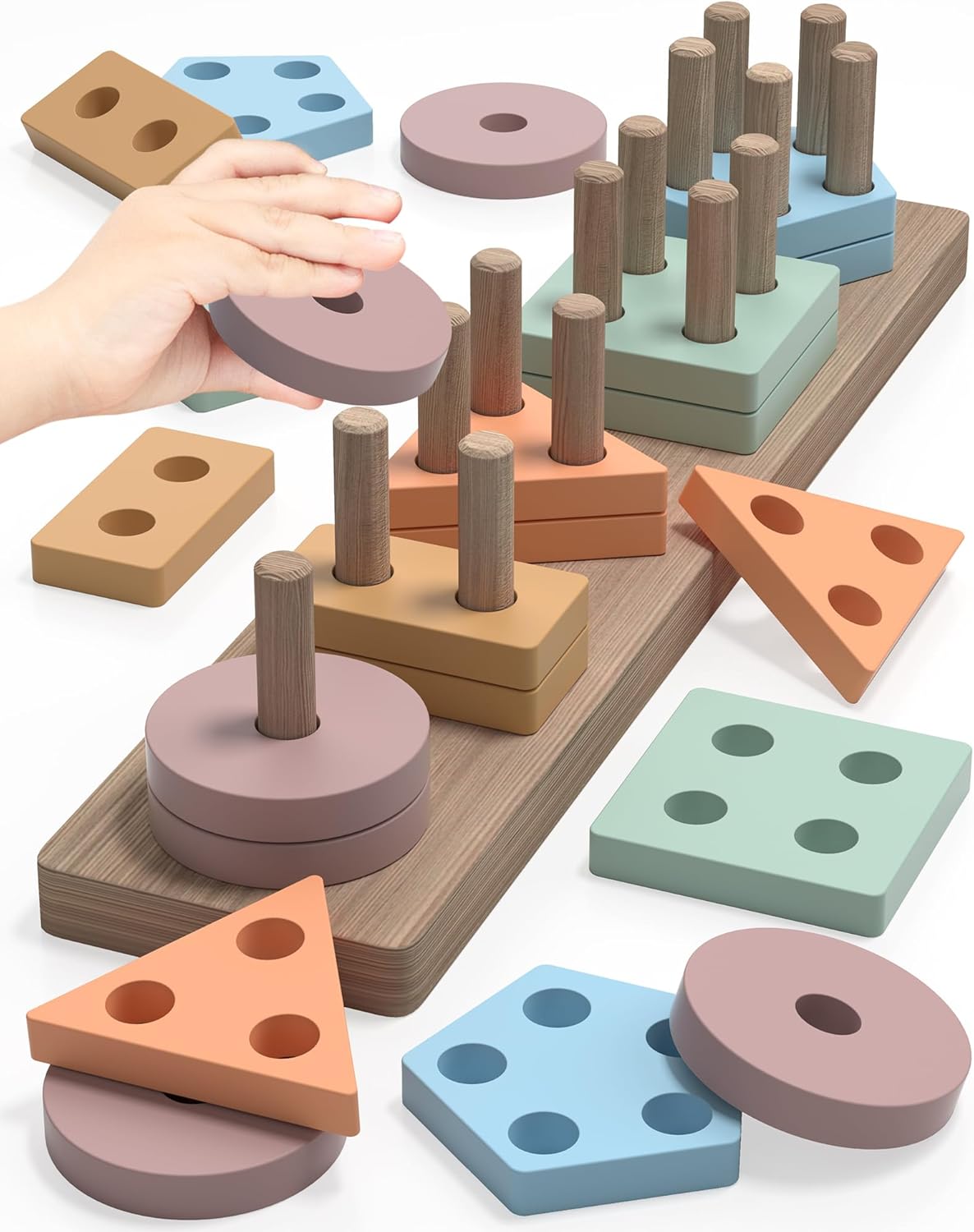 Montessori Toys for 1-3 Year Olds: Wooden Sensory Puzzles, Fine Motor Skills, Learning Activities