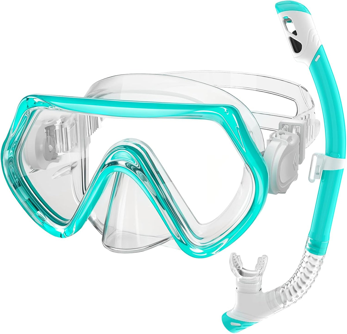 2 Sets Kids Snorkeling Gear for Ages 3-14, Anti-Fog 180° Clear View Dry Top Snorkel Set, Swimming Mask with Nose Cover & Tempered Glass Goggles for Youth Boys Girls Junior