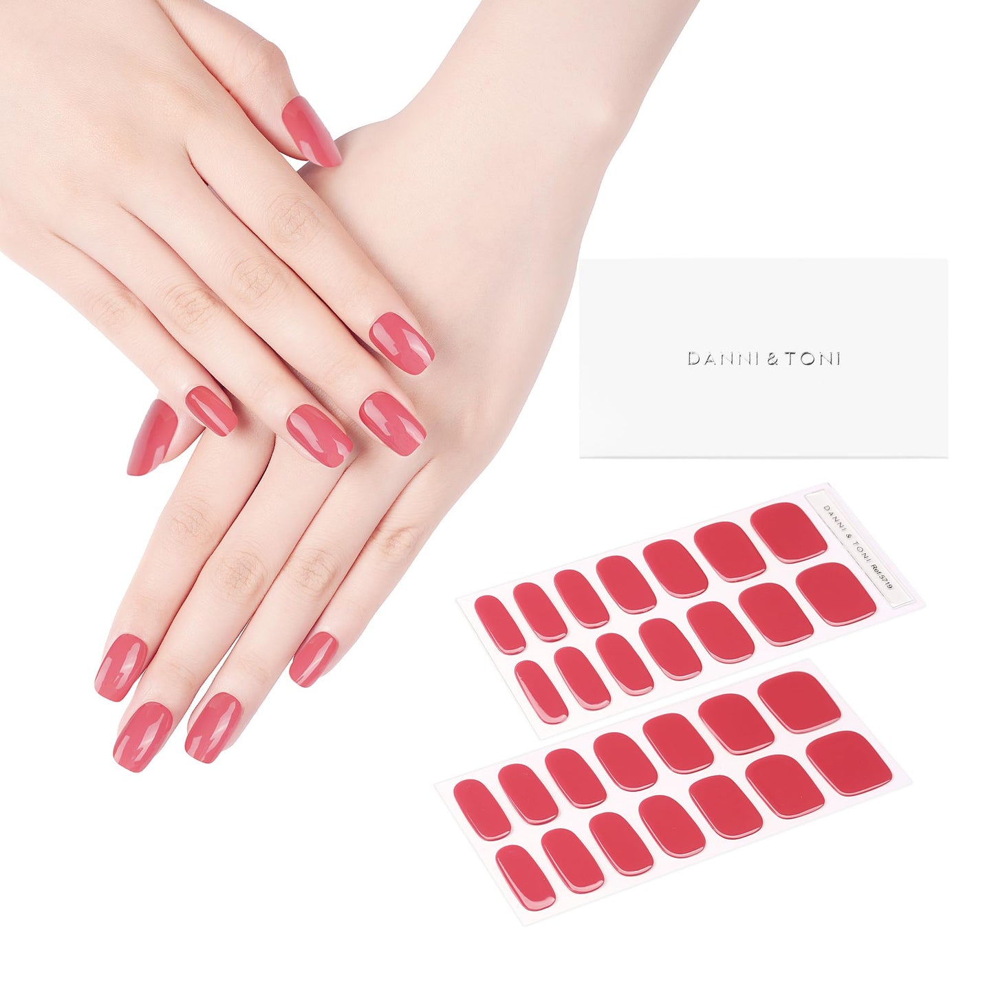 Danni & Toni Semi-Cured Gel Nail Strips (Camellia) Mauve Gel Nail Stickers/Wraps Glossy Nail Wraps 28 Stickers