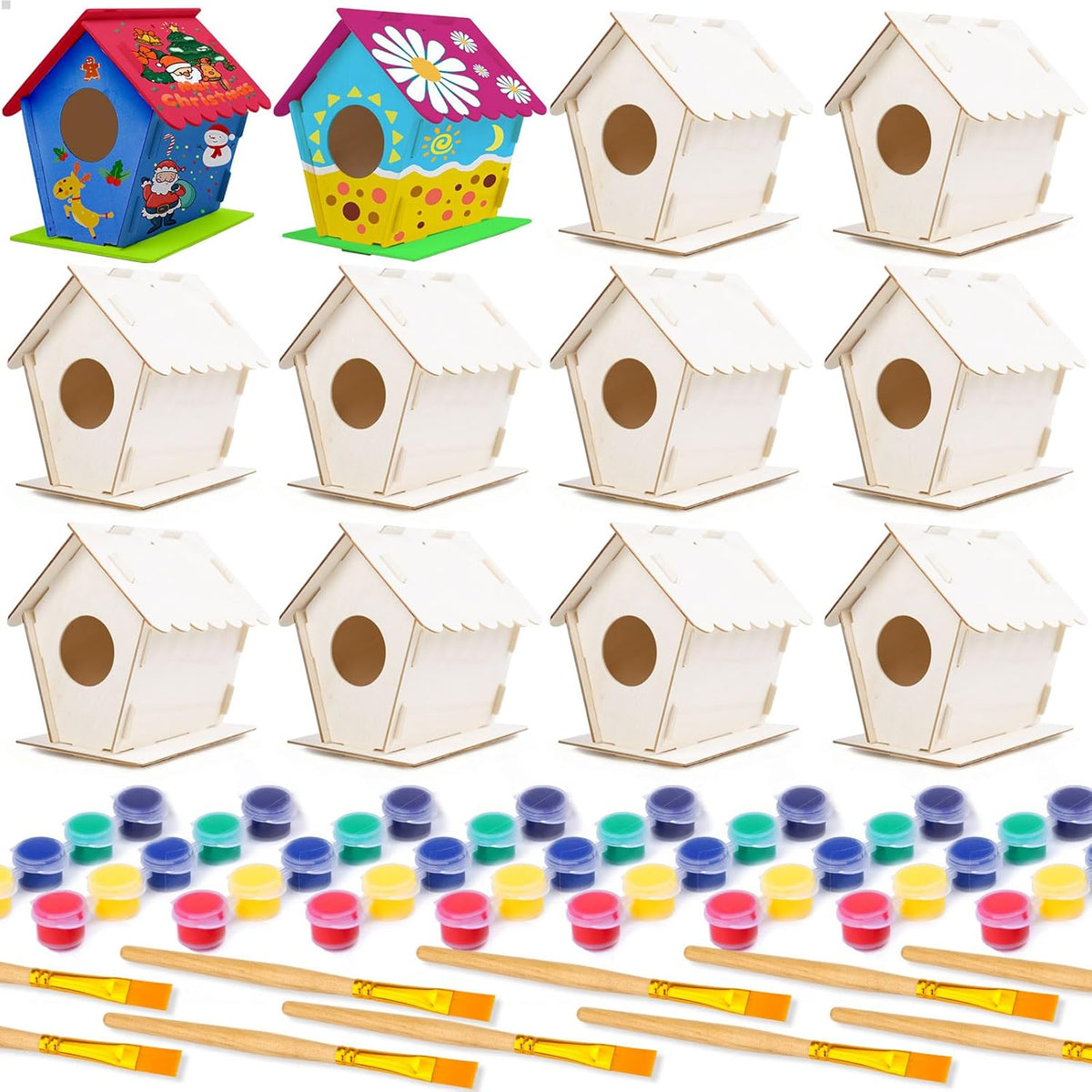 hapray 4 Pack Bird House Craft Kit, DIY Birdhouse for Kids to Build & Paint
