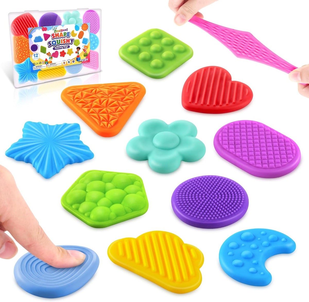 Squishy Sensory Toys for Kids Toddlers: Super Soft & Textured Sensory Fidget Toy for Autistic Children Special Needs | Stress Calming Toys for Kids | Baby Stocking Stuffers Fidget Toy for Autism, ADHD