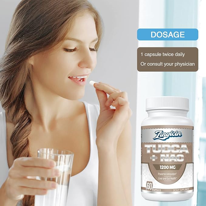 TUDCA with NAC Supplement 1200mg - 60 Capsules,Powerful TUDCA Bile Salt Plus N-Acetyl-Cysteine,Antioxidant Supplements for Liver,Digestion