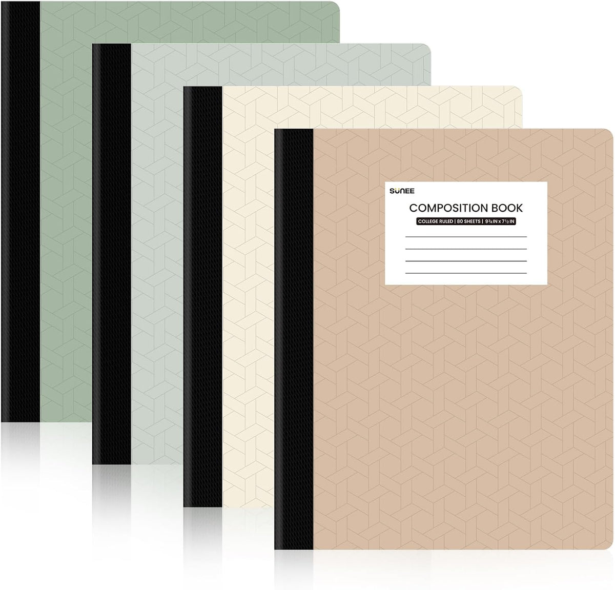 SUNEE Composition Notebooks - College Ruled Paper, 4 Pack Composition Book, 9 3/4" x 7 1/2", 80 Sheets/160 Pages, Assorted Colors, School, College & Office Supplies