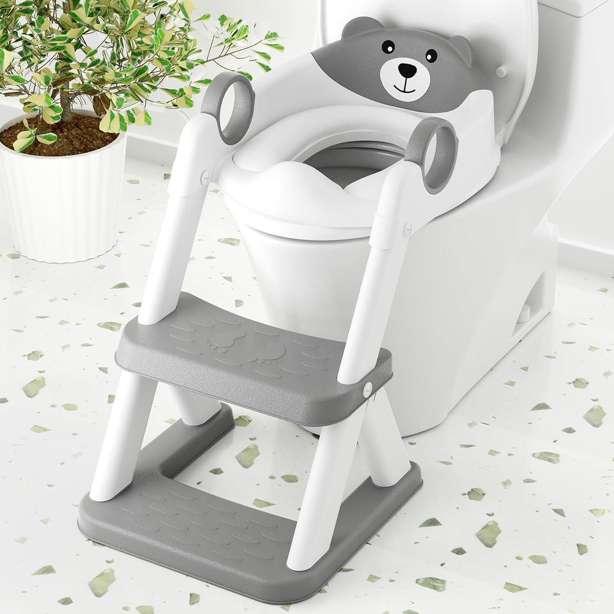 COOSEYA Toilet Seat, Potty Training Seat for Toddler, Upgraded 2-in-1 Potty Toilet Training for Boys and Girls, Waterproof Cushioned Mat with Non-Slip Step Stool