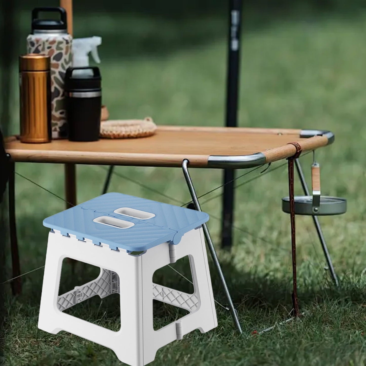 Lilixerw Portable Folding Stool,Mini Foldable Chair for Adults,Outdoor Footstool for Picnic Hiking Fishing,Blue